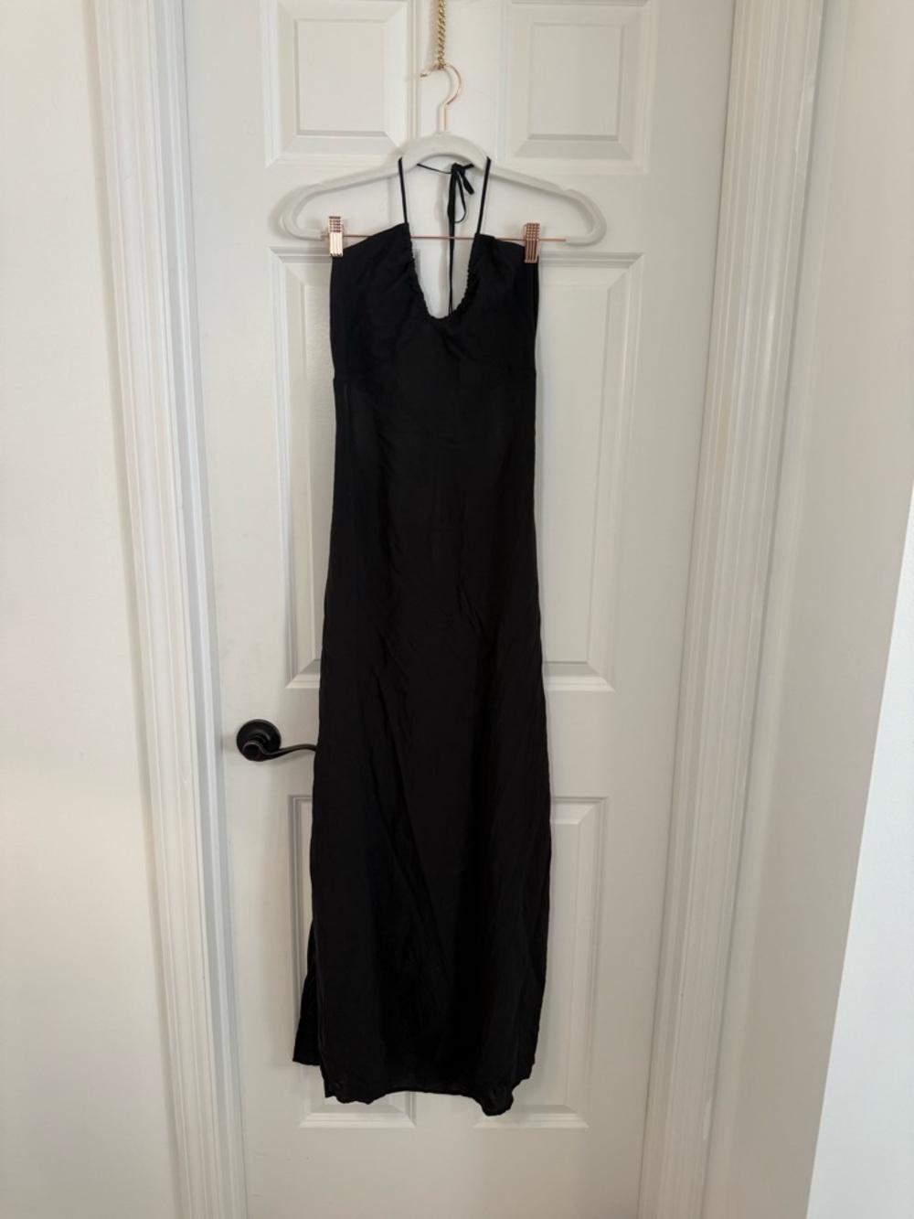 Luxury Black Halter Maxi Swim Cover-Up | Open Back Resort Dress Victoria Secret - Picture 3 of 6